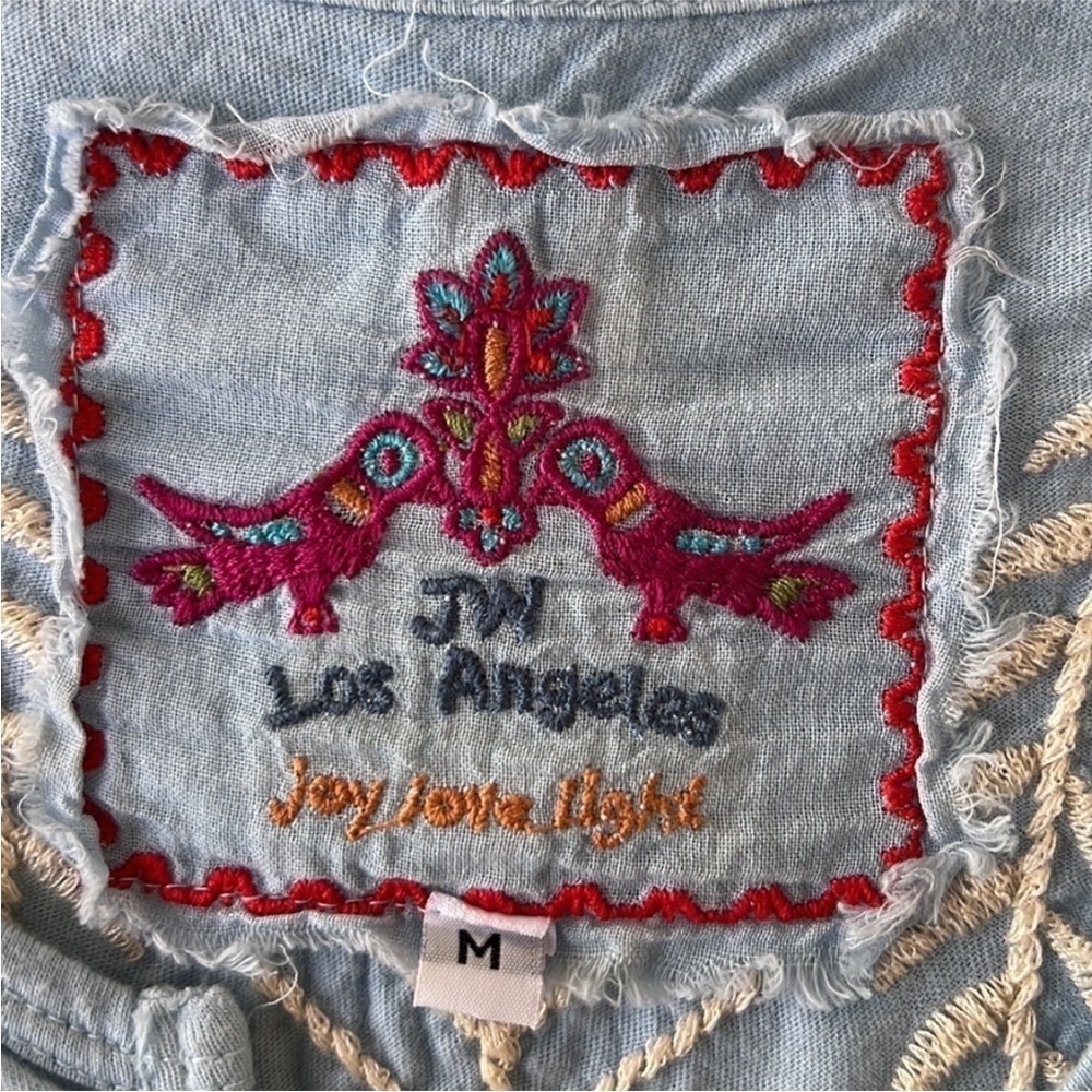 Johnny Was Floral Embroidered Short Sleeve V-Neck Top - Picture 8 of 12